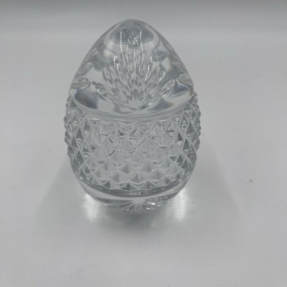 Made In France Cut Crystal Molded Design Glass Egg Shaped Paperweight 3.5” Heavy
